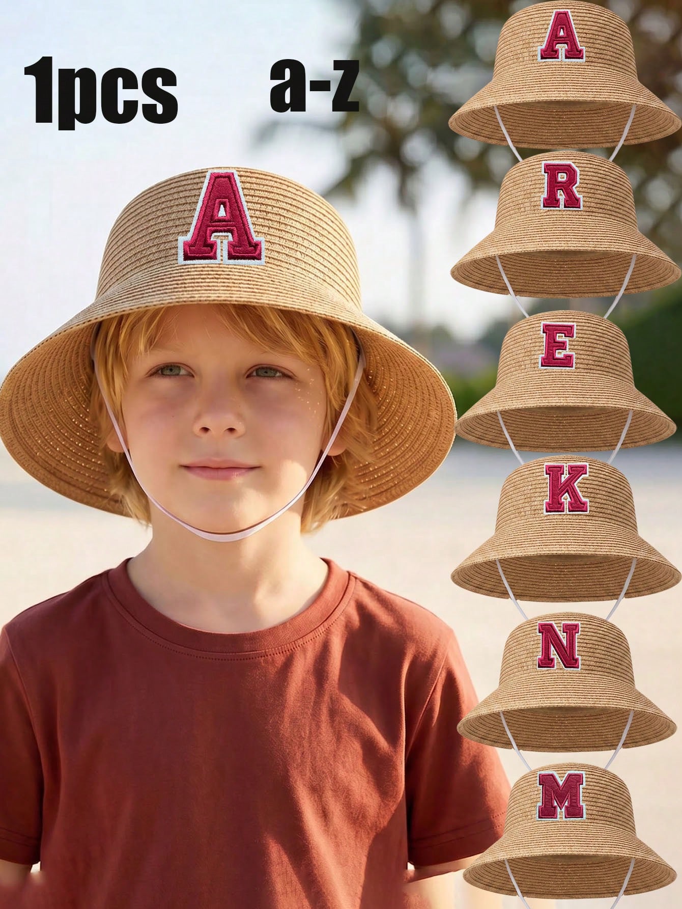 Straw Hat Summer - 1 adet 3-8Y erkek kahve yay