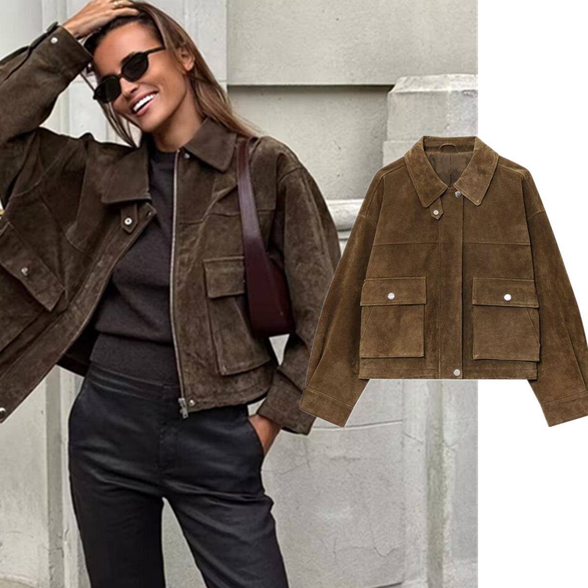 Women'S Fashion Bomber Jacket - Maxdutti Kış Ceket Minimalist Retro Gevşek