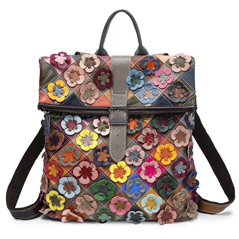 Women'S Fashion Backpack - Vintage Kadın Hakiki Deri Sırt Çantası