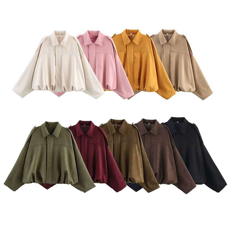 Women'S Fashion Bomber Jacket - YENKYE Yeni 2025 Kadın Süet Dokulu