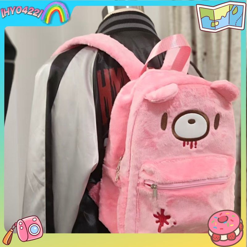 Women'S Fashion Backpack - Gloomy Bear Sevimli Sırt Çantası Pembe