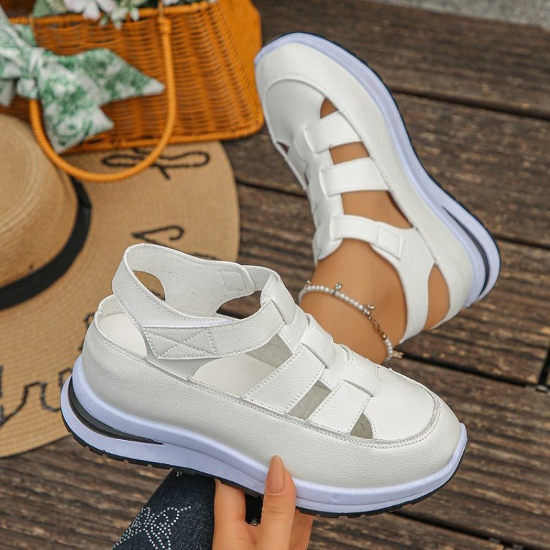 Women'S Fashion Velcro Sneakers - Kadın Platform Spor Ayakkabı Sandaletleri Oyuklu