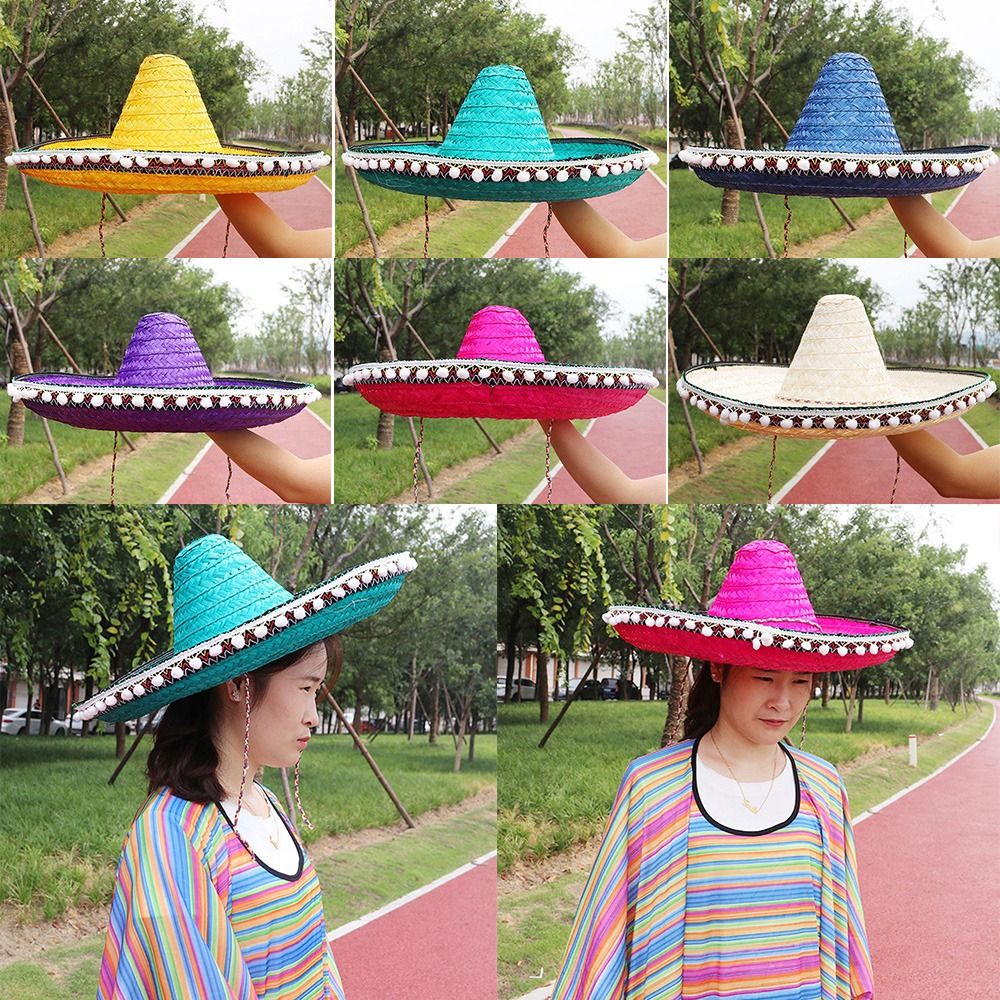 Straw Hat Summer - Meksika tarzı hasır şapkalar geniş ağız