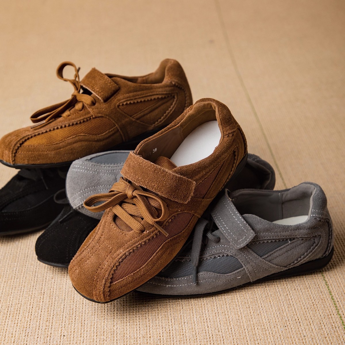 Women'S Fashion Velcro Sneakers - Kadın vulkanize ayakkabı düz taban bağcıklı