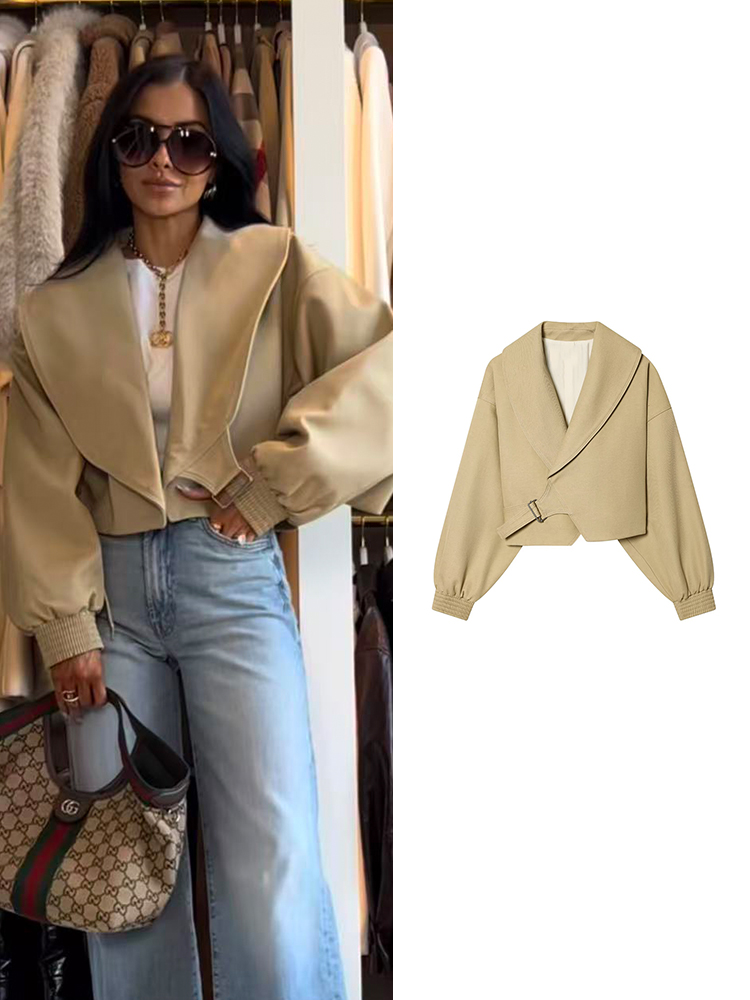 Women'S Fashion Bomber Jacket - TFMLN Zarif Yaka Bombacı Ceket Kadınlar