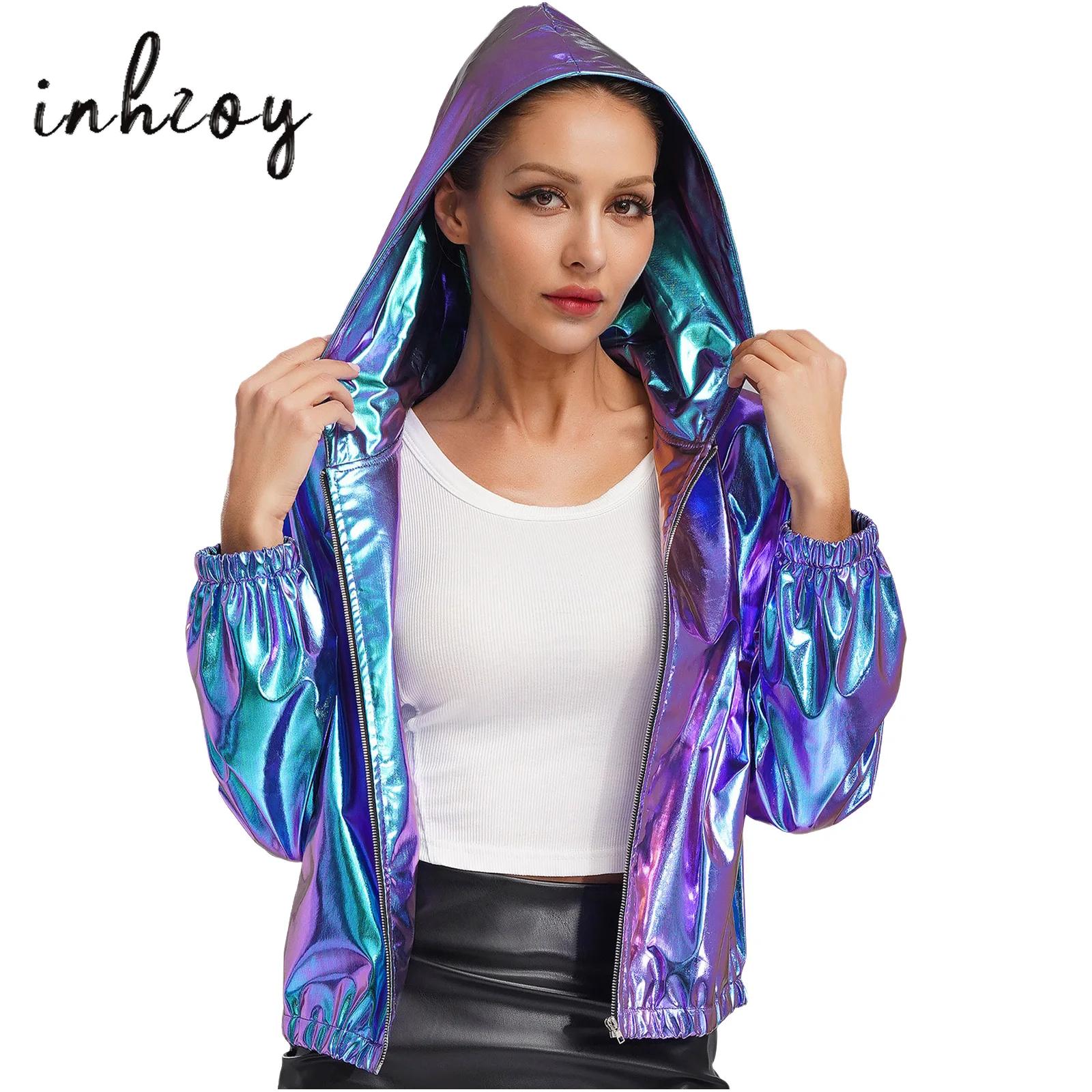Women'S Fashion Bomber Jacket - Kadın Holografik Bombacı Ceket Uzun Kollu