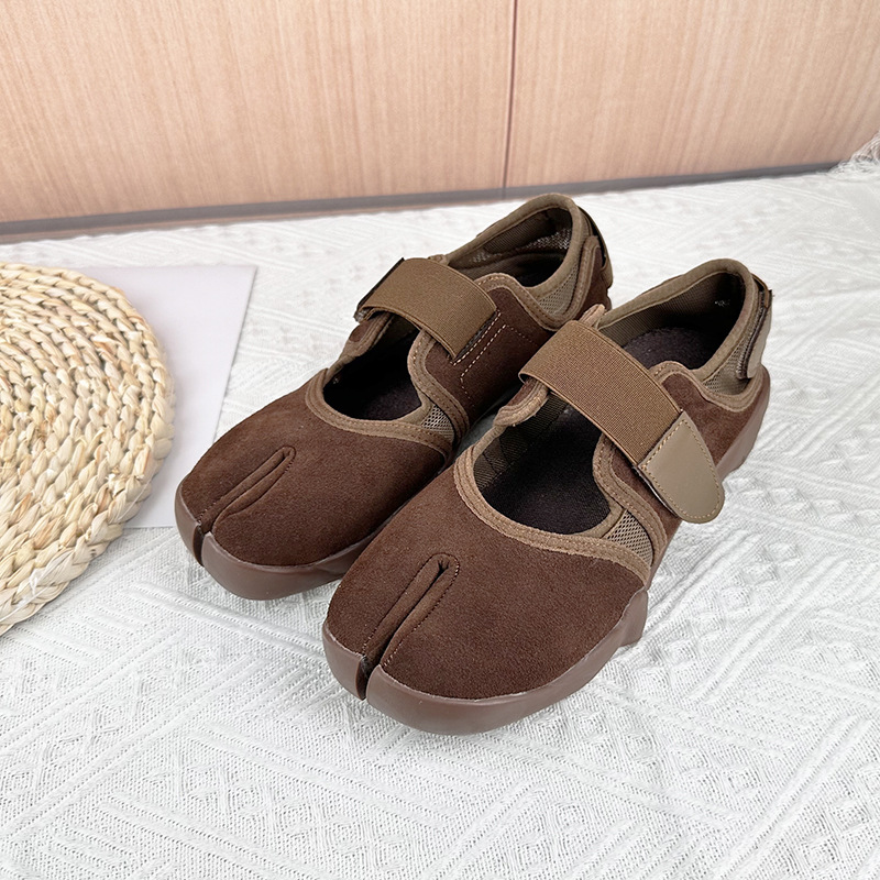 Women'S Fashion Velcro Sneakers - Kadın Parmak Arası Spor Ayakkabı Siyah