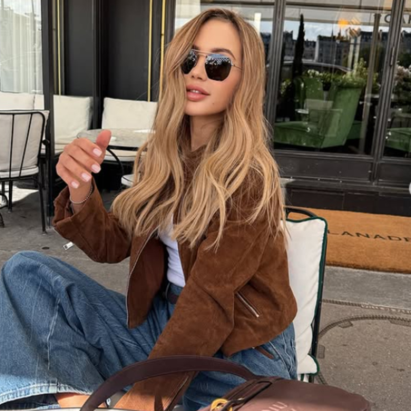 HXAO Kırpılmış Ceket Süet Ceke - Women'S Fashion Bomber Jacket incelemesi ve fiyatı