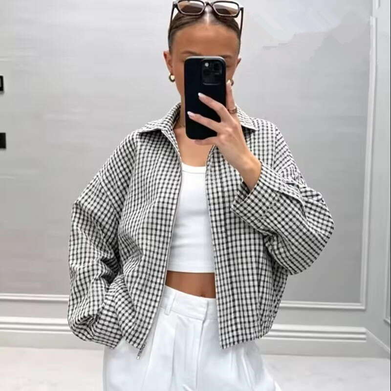 Ekose Bombacı Ceket Kadın Demi - Women'S Fashion Bomber Jacket incelemesi ve fiyatı