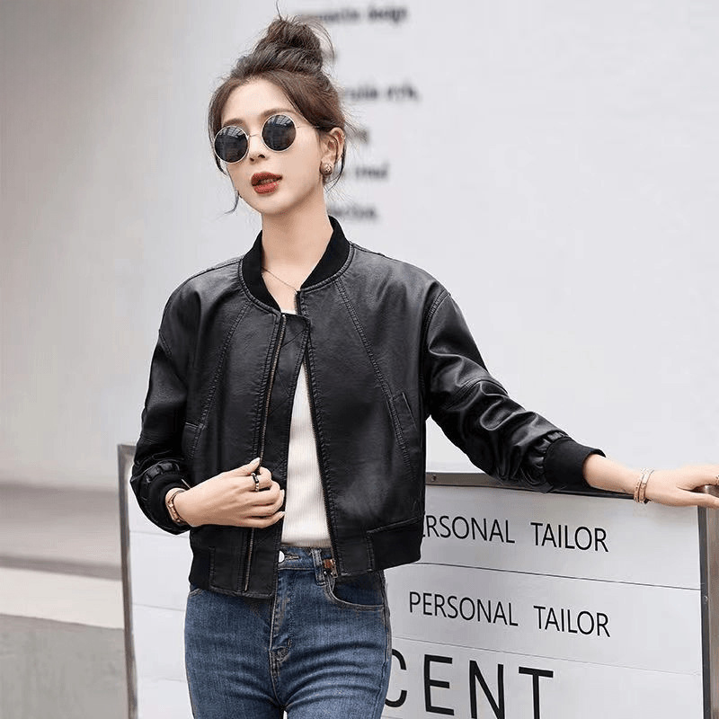 Amerikan Retro Suni Deri Ceket - Women'S Fashion Bomber Jacket incelemesi ve fiyatı