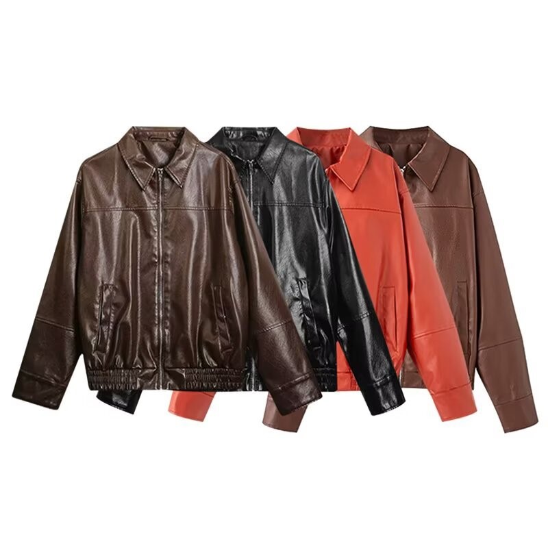 Vintage PU Deri Bombacı Ceketl - Women'S Fashion Bomber Jacket incelemesi ve fiyatı