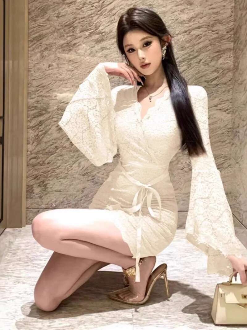 Seksi Dantel Çan Kollu Elbise  - Women Fashion Dress Names incelemesi ve fiyatı