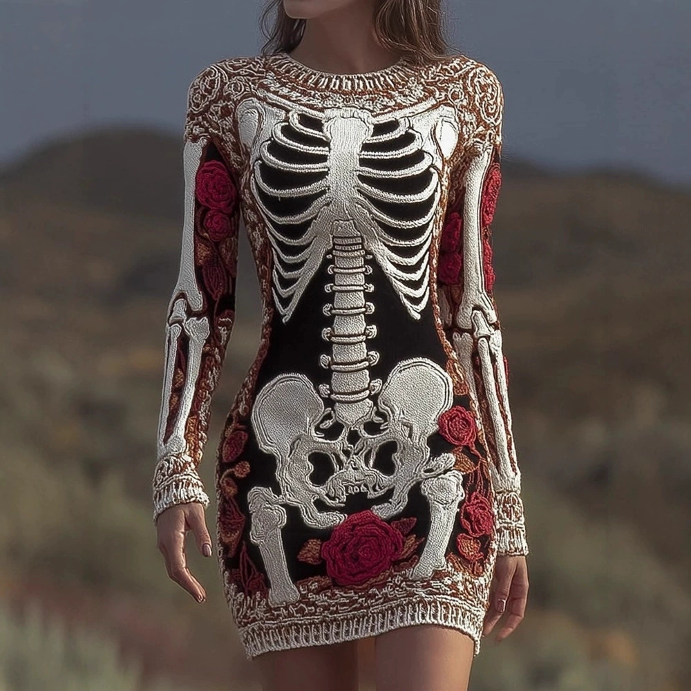 Ürkütücü Gotik Kafatası Yuvarl - Bodycon Dress Women incelemesi ve fiyatı